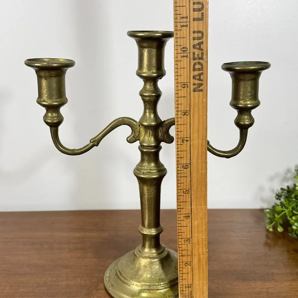 Vintage Solid Brass 3 Arm Candelabra Candle Holder 11
